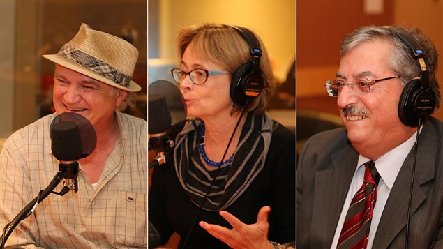 L'auteur-compositeur-interprète Paul Kunigis, la journaliste Agnès Gruda et le politologue Sami Aoun L'auteur-compositeur-interprète Paul Kunigis, la journaliste Agnès Gruda et le politologue Sami Aoun