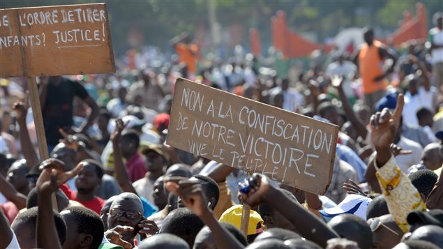 2 novembre 2014, manifestation dans la capitale du Burkina Faso, Ouagadougou, pour une transition démocratique.
