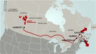 Le projet de pipeline ouest-est de TransCanada pour exporter vers la côte est Canadienne le pétrole de l'Alberta dans l'ouest du pays.