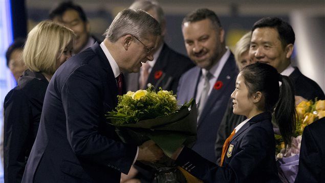 Prime Minister Stephen Harper and his wife Laureen were welcomed this morning when they arrived in Hangzhou, China