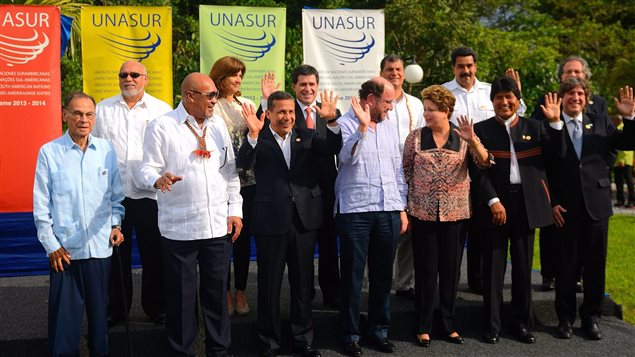 Los presidentes de los países miembros de UNASUR en la cumbre de agosto del 2013 que se llevó a cabo en Surinam. 