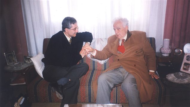 مع سعيد عقل في منزله في الحي الجديد بيروت عام 2000