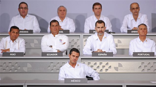 Presidentes y jefes de Estado y de Gobierno en la XXIV Cumbre Iberoamericana que se lleva a cabo en Veracruz, México. 
