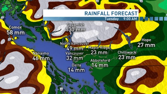 Record de pluie. Une semaine difficile pour les résident de la côte ouest du Canada cette semaine.