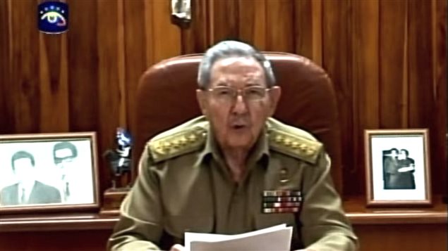 El presidente cubano Raúl Castro anunciando el acuerdo histórico entre Cuba y Estados Unidos.