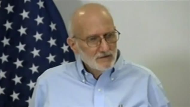 Alan Gross en conferencia de prensa a su regreso a Estados Unidos. 