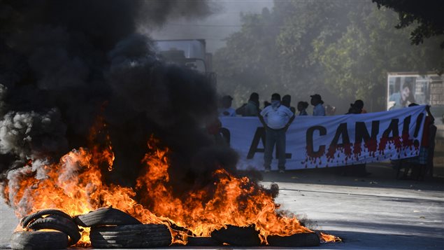 Manifestación ayer en Managua contra la construcción del nuevo canal interoceánico en Nicaragua.