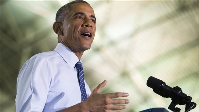 US President Barack Obama speaks at Boise State University in Boise, Idaho on January 21, 2015. (Saul Loeb /AFP/Getty Images)