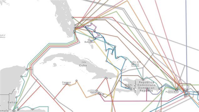 Les câbles sous-marins autour de Cuba Les câbles sous-marins autour de Cuba