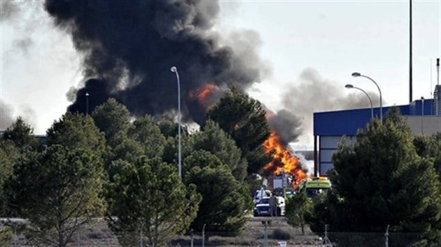 Siteio donde se produjo el accidente aéreo de un F-16 en Albacete, España. 