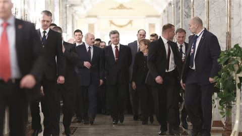 Les dirigeants français, allemand, ukrainien et russe s'apprêtant à reprendre leurs pourparlers la semaine dernière autour de la signature d'un accord de nouveau cessez-le-feu.