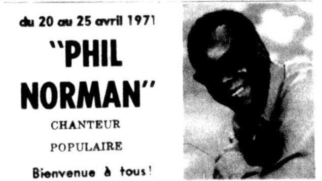 Publicité pour une série de concerts de Phil Norman à l'hôtel Henri de Rouyn, en 1971