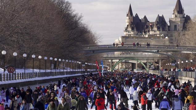 Skating on the Rideau Canal in the middle of Ottawa