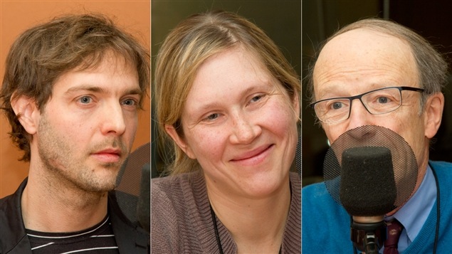 Le journaliste Jonathan Trudel, l'économiste Laura O'Laughlin et le professeur émérite d'économie Pierre Fortin Le journaliste Jonathan Trudel, l'économiste Laura O'Laughlin et le professeur émérite d'économie Pierre Fortin