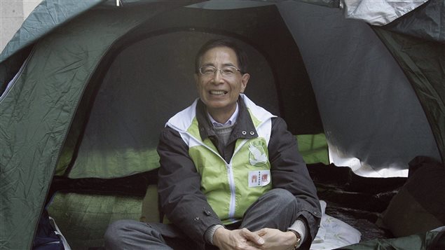 李柱铭参与香港抗议活动照片。