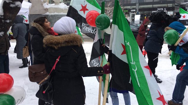 مظاهرة في مونتريال مع بداية العام الخامس على الصراع في سوريا