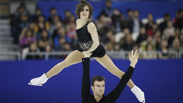 Meagan Duhamel and Eric Radford during the Pairs Free Skating in the ISU World Figure Skating Championship 2015 held at the Oriental Sports Center in Shanghai 