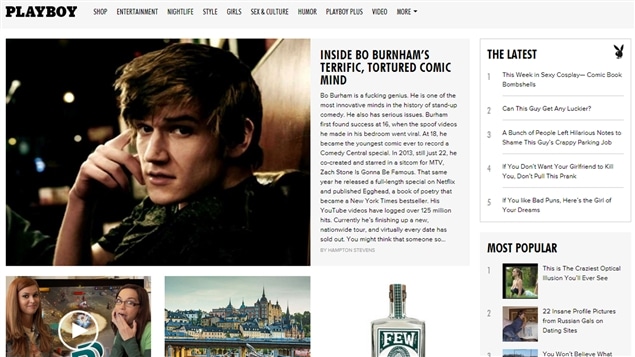 Aperçu de la page d'accueil du nouveau site du magazine <i>Playboy</i> Aperçu de la page d'accueil du nouveau site du magazine <i>Playboy</i>