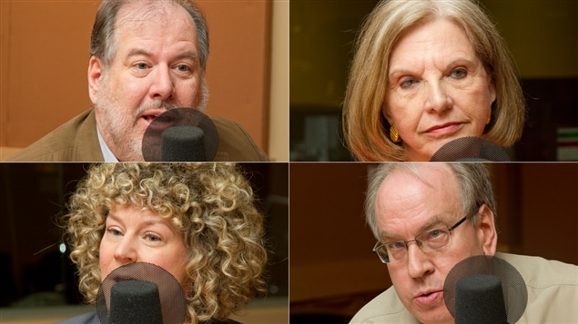 Le président de l’Ordre des conseillers et conseillères d’orientation du Québec, Laurent Matte, l'ancienne présidente du Conseil du Trésor et ancienne ministre des Finances Monique Jérôme-Forget, la journaliste et chroniqueuse Diane Bérard et conseiller en ressources humaines Denis Morin Le président de l’Ordre des conseillers et conseillères d’orientation du Québec, Laurent Matte, l'ancienne présidente du Conseil du Trésor et ancienne ministre des Finances Monique Jérôme-Forget, la journaliste et chroniqueuse Diane Bérard et conseiller en ressources humaines Denis Morin