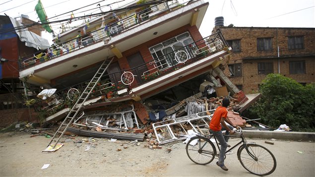 Une maison de Katmandou qui n'a pas résisté au séisme.