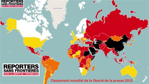 Classement mondial de la liberté de la presse 2015 publié par l'ONG, Reporters sans frontières (RSF), qui est une organisation non gouvernementale.