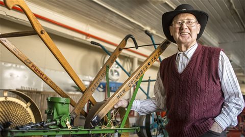 Jack Francis and some of the equipment he has helped gather for the agrcultural museum at the Univeristy of Alberta and the Faculty of Agricultural, Life and Environmental Sciences (ALES