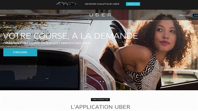 Page d'accueil du site d'Uber