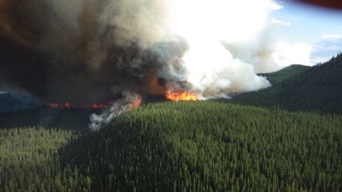 This 1500-hectare fire is burning south of the confluence of the Teslin River and Open Creek in Yukon territory 