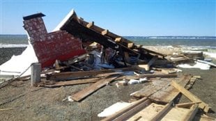 March 2014-Locals said the iconic Church Point lighthouse in southwest Nova Scotia,was destroyed by hurricane force wind druing a violent March blizzard. 