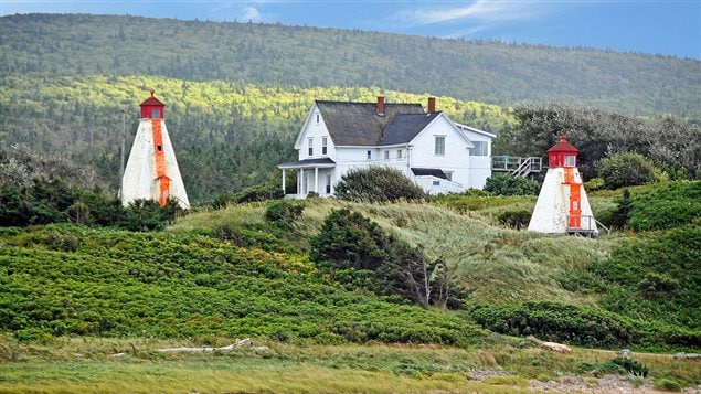 Cape Breton Nova Scotia, photo from 2011 shows the Margaree Harbour Range Lights, over 100 years old. Questions over environmental cleanup hang over the fate of these historic structures