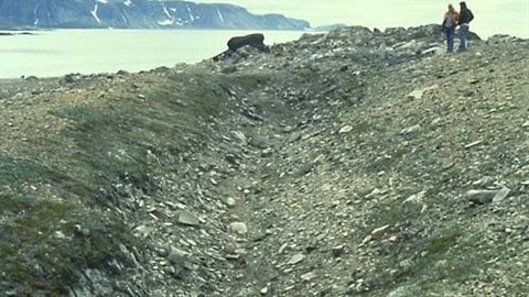 Reservoir Trench on Kodlunarn Island : Frobisher's teams are known to have extracted ore from at least ten sites. The two surface mines on Kodlunarn Island are the best known.