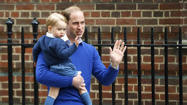 One future king holding another, Prince William holding Prince William on the way to meet the newest addition to the royal family, Prince Charlotte on May 2, 2015