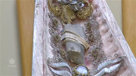 Another of the reliquaries found in the attic of the New Brunswick home, which apparently countains a relic of a bone fragment, possibly of some ancient Saint.