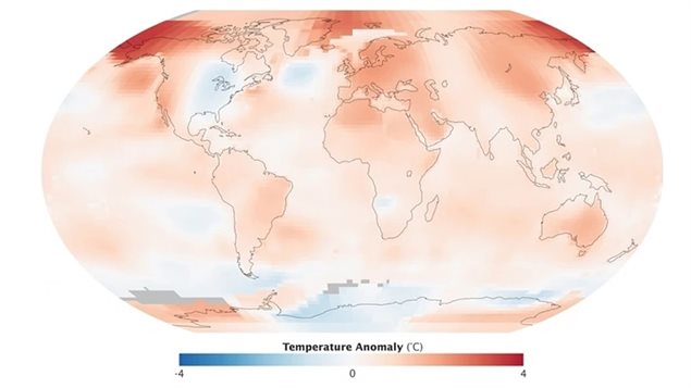 The year 2014 was Earth’s warmest in 134 years of records, according to an analysis of surface temperature measurements by Nasa scientists. In a separate, independent analysis, scientists at the National Oceanic and Atmospheric Administration also found 2014 to be the warmest on record. Photograph: GISS/NASA