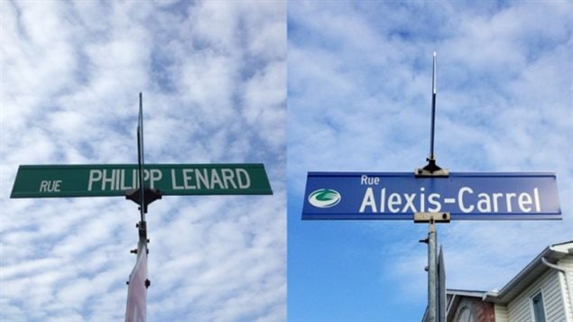 These street signs will be changed to, rue Albert Einstein and rue Marie Curie respectively.