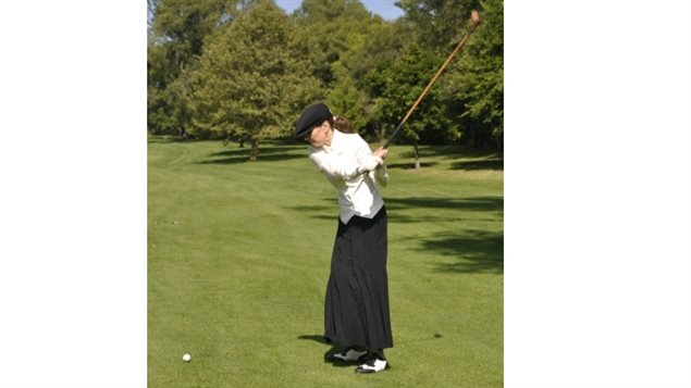 Not just for men of course. Patrice Gold teeing off, at the 2012 C.B.Macdonald Championship at Niagara on the Lake, also in period clothes