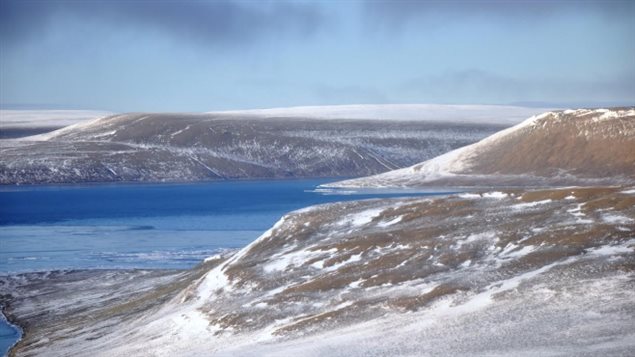 Panoramic view of snowy hills in Qausuittuq National Park.