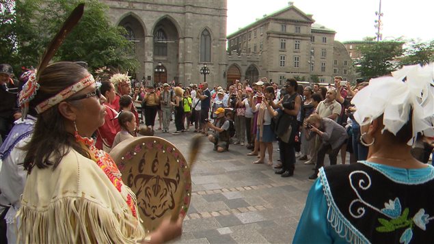 Rassemblement à l’occasion de la Journée nationale des peuples autochtones, au centre-ville de Montréal