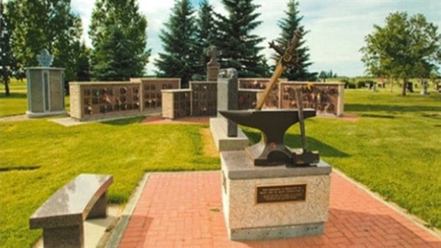 The stolen monument was on the Mountain View Funeral Home’s property in the Veteran Honour Garden. 