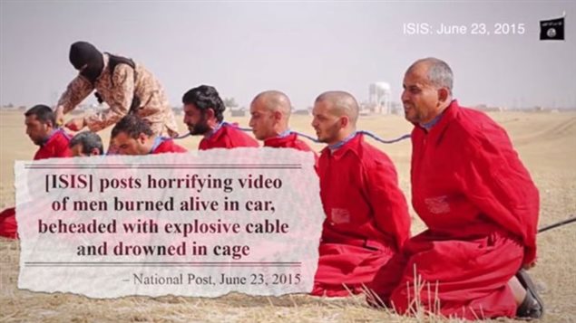 L'utilisation dans des publicité électorale d'images horribles de propagande filmée par le groupe terroriste soulève beaucoup de controverse.
