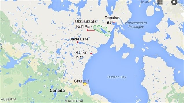Map showing location of new park in Arctic Canada
