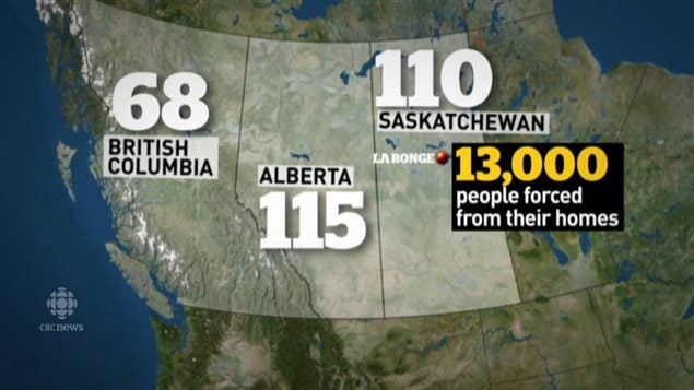 Much of western Canada is under extreme risk of wildfires due to an unusually hot dry spring More fires have started in all throe provinces since this CBC news report on Sunday.