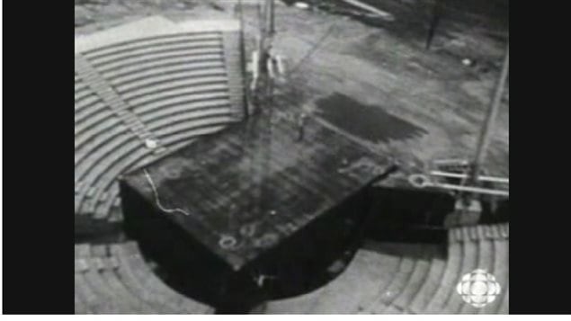 fiew of the original stage and seating in the tent festival from the second season, 1954