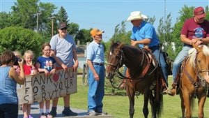 WWII veteran Paul Gorniak, age 93, came out to honour and support fellow veteran Paul Nichols as the group rode through Montmartre, Sask.