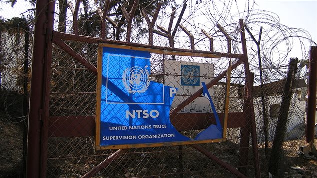 The entrance to the UN base where four UN peacekeepers were killed during the 2006 Lebanon conflict