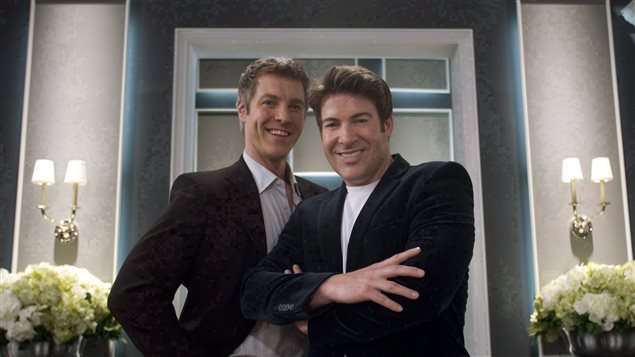 Steven Sabados, left, and Chris Hyndman pose for a photograph on the set of their design show in Toronto on Jan.9, 2008. The public broadaster confirmed Hyndman died Monday, August 3  in Toronto.
