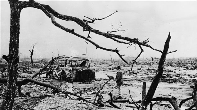 La ville d'Hiroshima au Japon suite au bombardement des États-Unis en 1945 La ville d'Hiroshima au Japon suite au bombardement des États-Unis en 1945