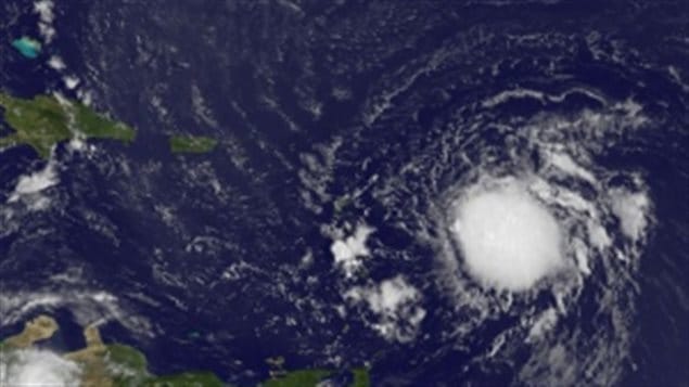 La tormenta tropical Erika, fotografiada por un satélite de la NASA.