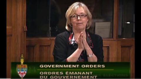 Elizabeth May, Green Party Leader, MP from Saanich-Gulf Islands speaking on the government proposed bill C-23 
