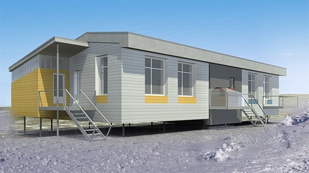 Concept image of new prototype housing design specifically for northern climates and Inuit culture